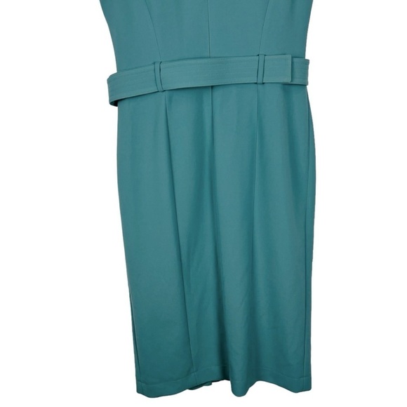 BOSS HUGO BOSS DADORIA GREEN SLEEVELESS BELTED SHEATH DRESS - Picture 10 of 14